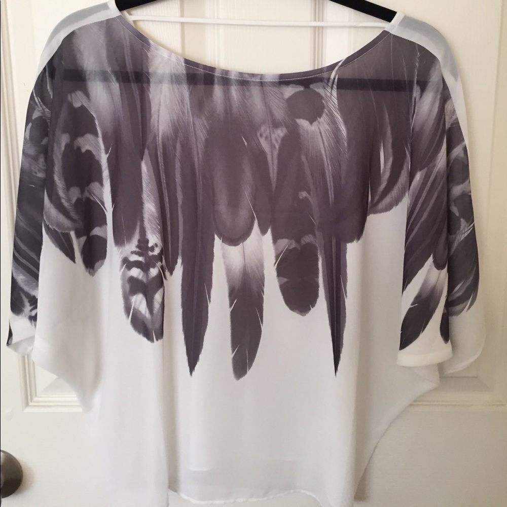 Flowy sheer white top with feathers! (Nordstroms)