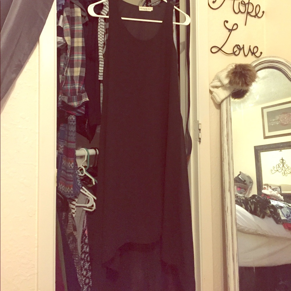 Black sheer high low dress