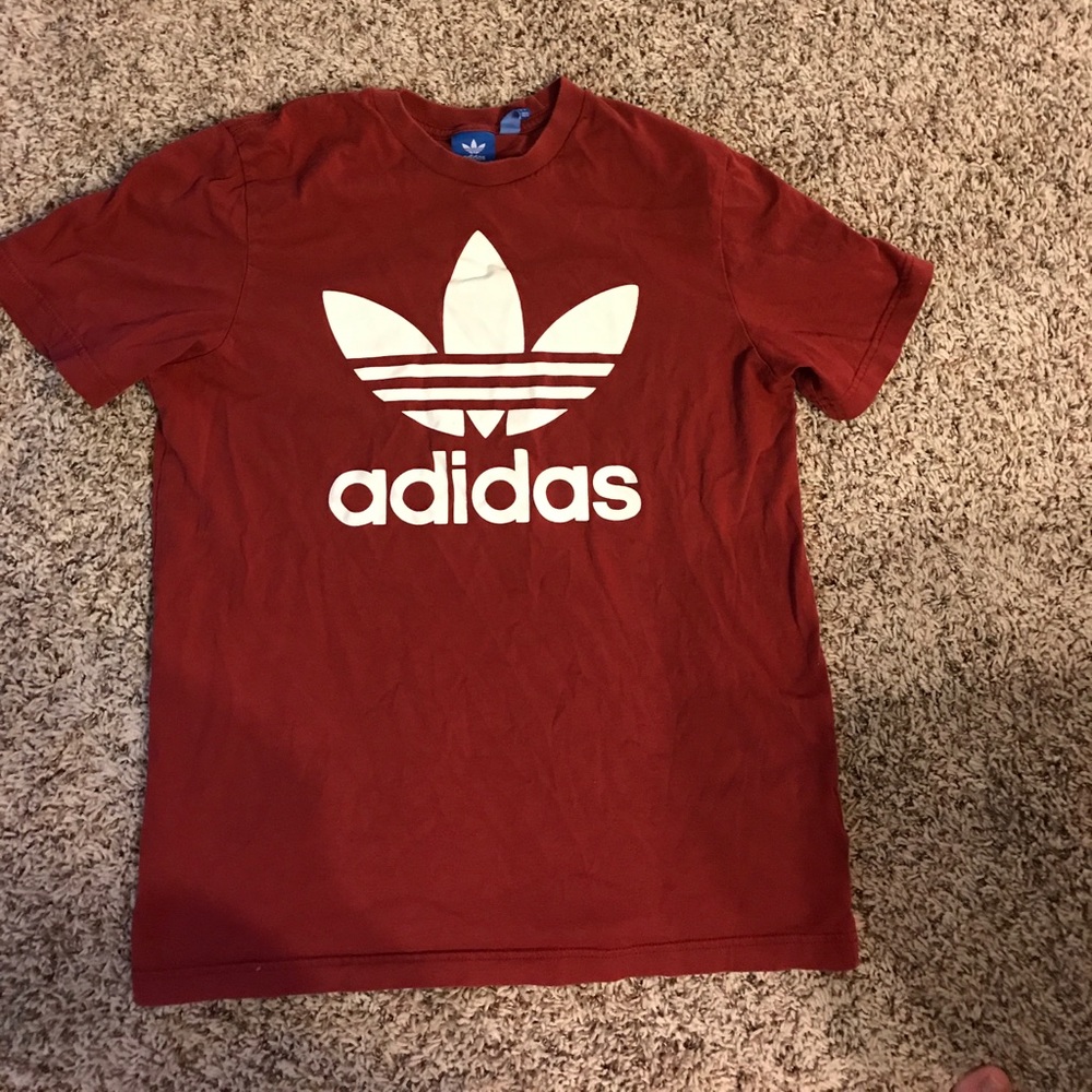 Adidas red logo tee