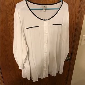 MUST GO! Leather trimmed blouse