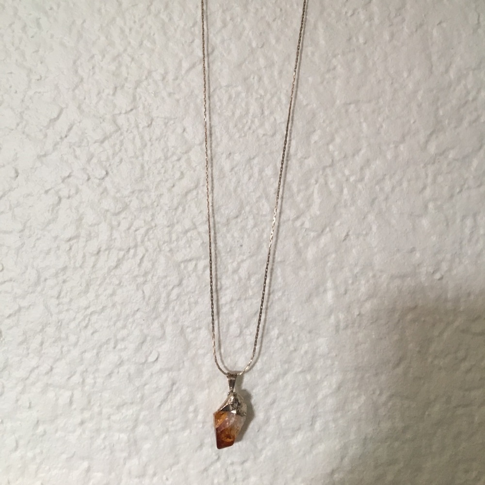 fiery amber crystal necklace