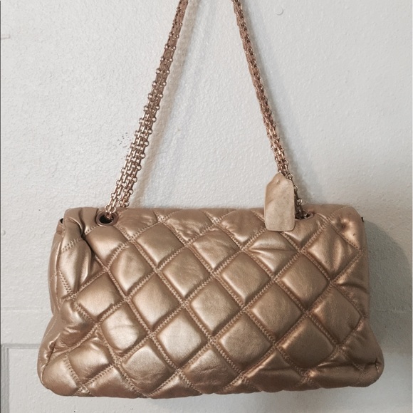 New Gold quilted chain designer style handbag - Picture 2 of 6