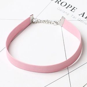 2 Pc Holographic & Pink Faux Leather Choker