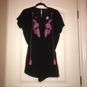Black Embroidered Romper