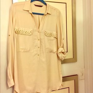 Zara Utility Charmeuse Tunic with Skull Buttons