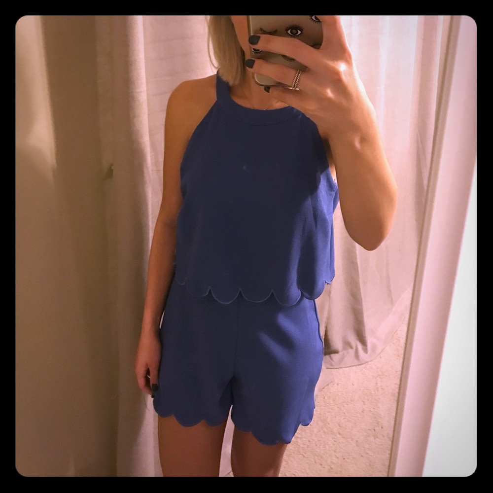 NEW (w/tags) Blue Scalloped Romper