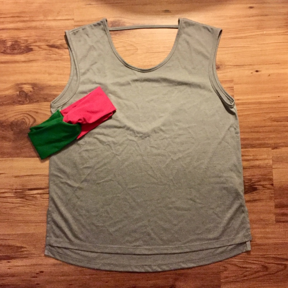 Grey tank top with headband