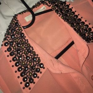 salmon shoulder less short sleeve shirt