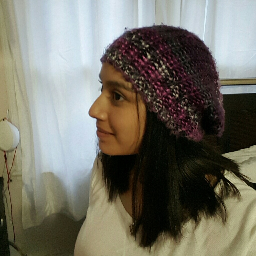 Purple slouch beanie
