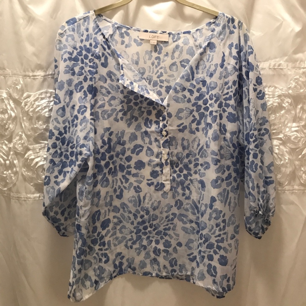loft blue cheetah blouse
