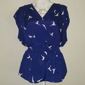 Daniel Rainn Blue Bird Print Top