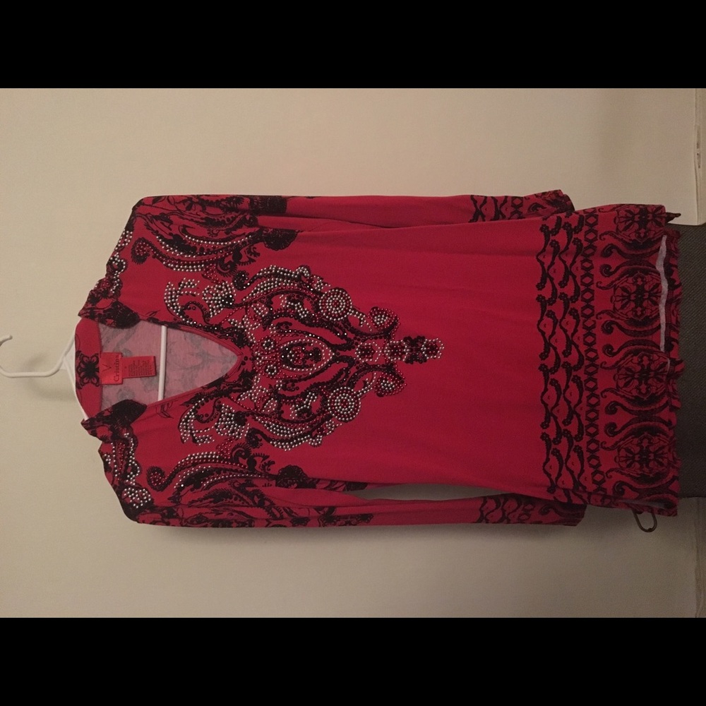 Cristina red and black Tunic