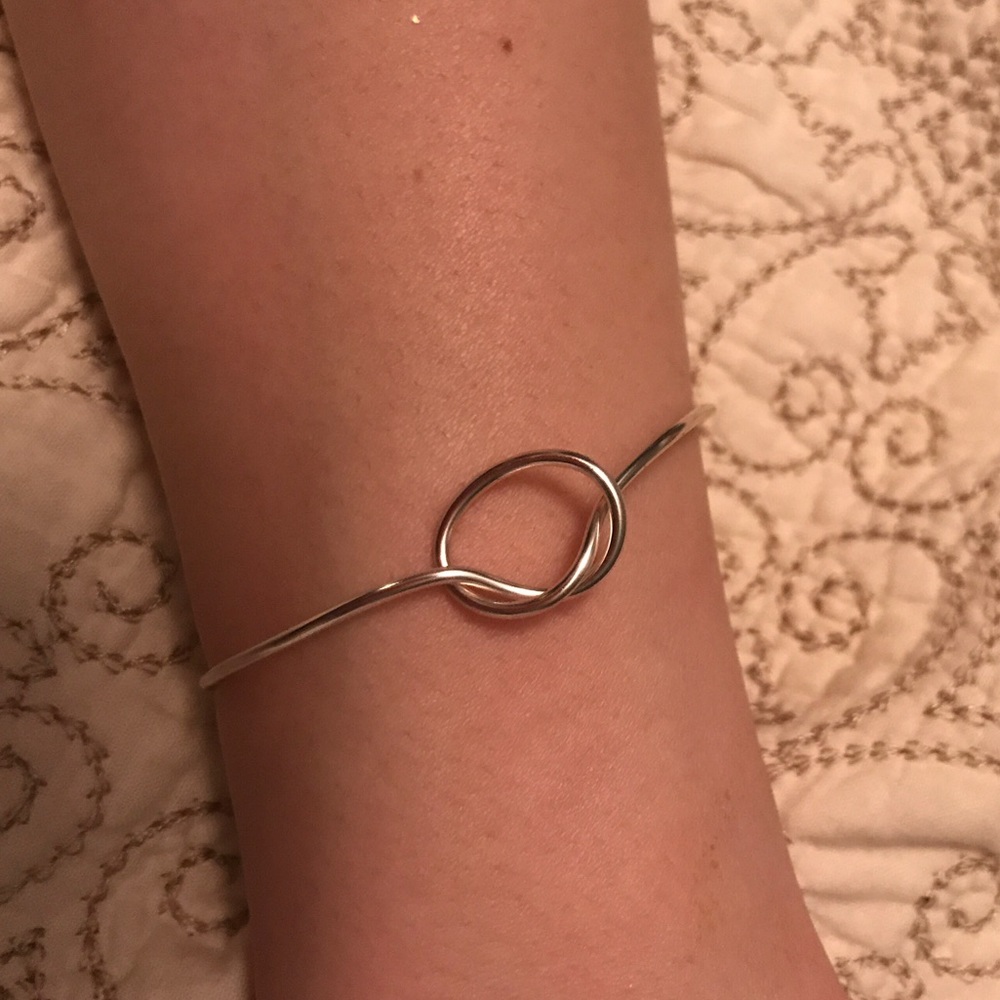 Hand made knot wire bracelet with "j" charm.