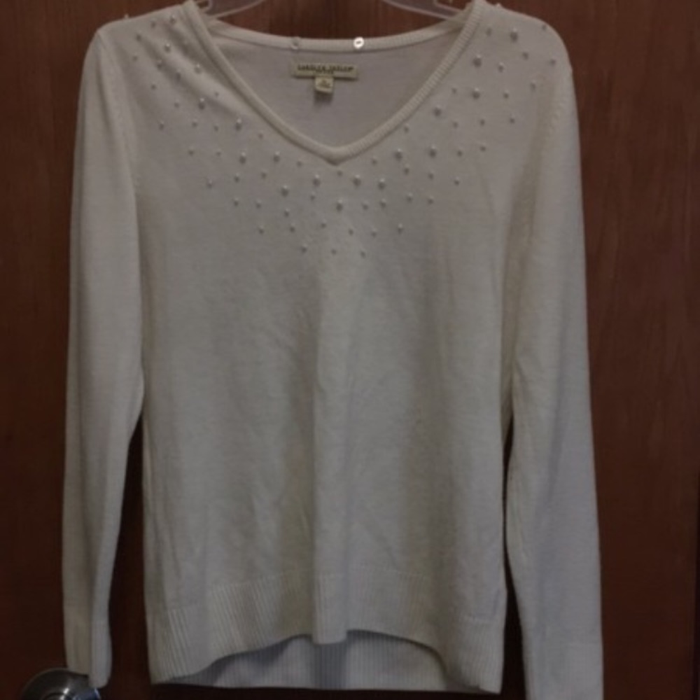 white pearl sweater