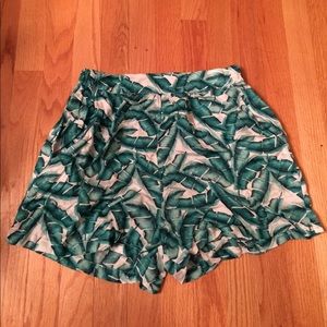 Zara tropical palm print shorts small