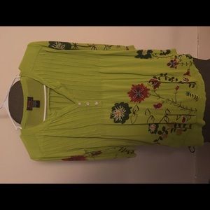 Hand embroidered flower tunic