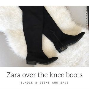 Zara over the knee black suede boots sz 8
