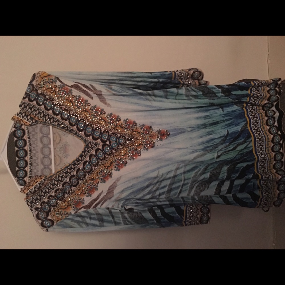 Bejeweled V neck tunic