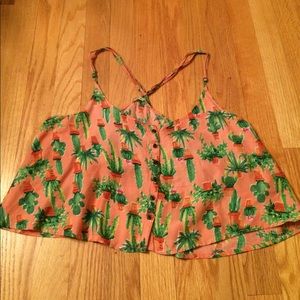 Obey Cactus pink medium buttoned crop top