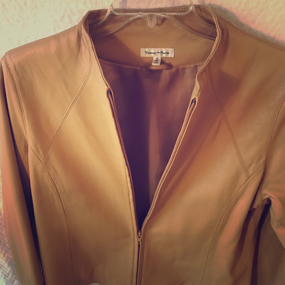 Yvonne & Maria Camel Leather Jacket - 12 - EUC