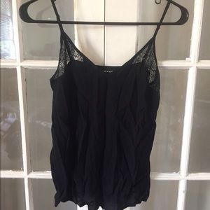 Trouve Black Tank Top with lace detailing