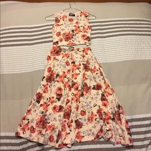 Reformation rose two piece top and skirt