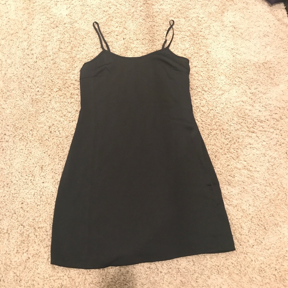 Black satin slip dress