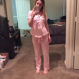 Adorable pink And white  polka dot pj set