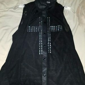 Black thin button up shirt