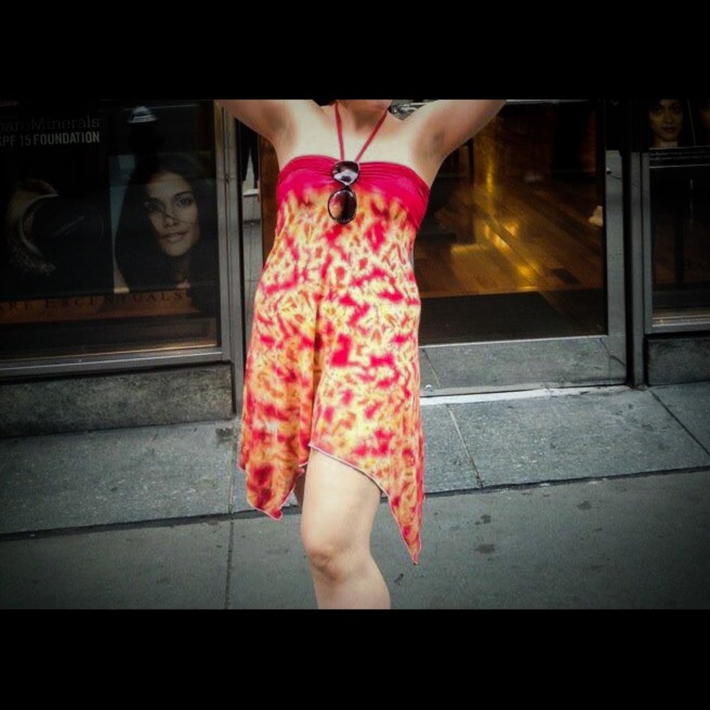 Sleeveless cotton asymmetrical summer dress