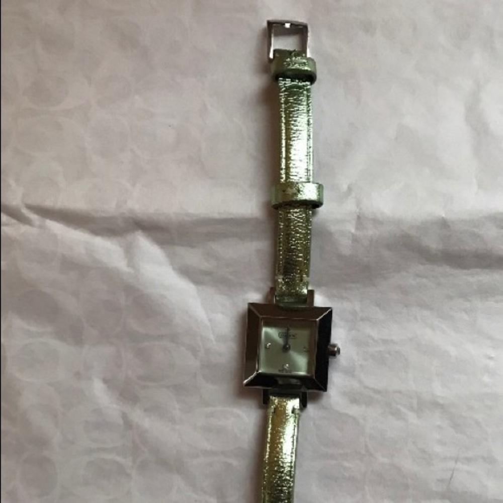 Coach Green Metallic leather watch