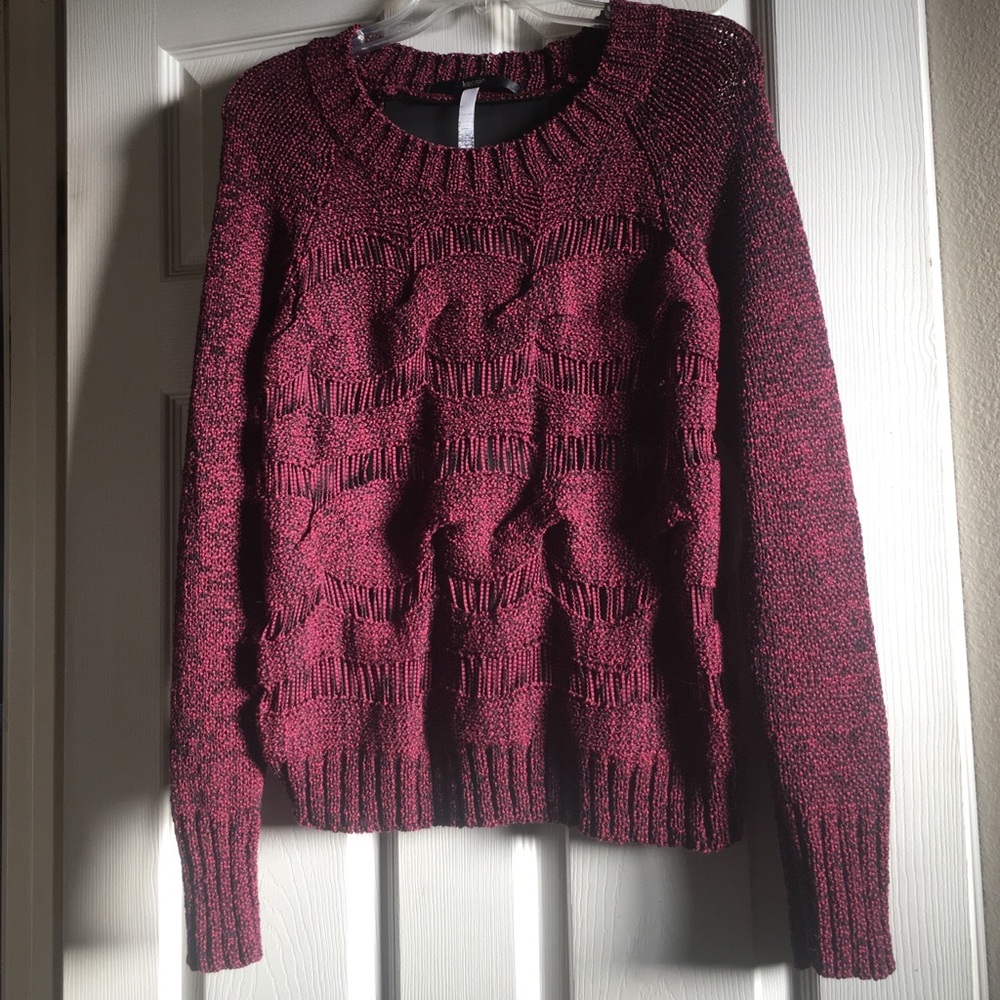 Kensie Maroon Sheer Sweater