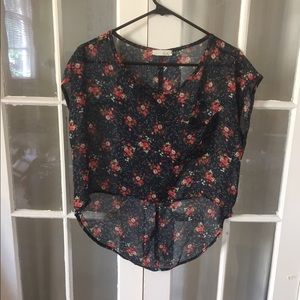 Lush Sheer Floral High-Low Crop Top