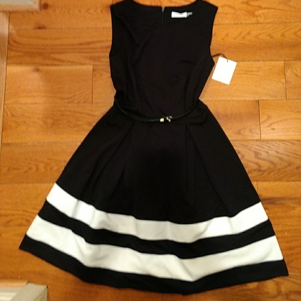 Calvin Klein black and white sleeveless dress