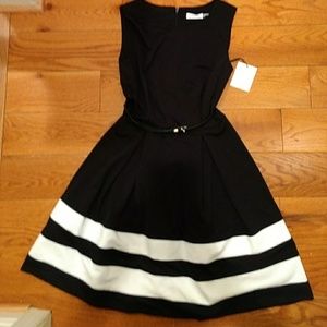 Calvin Klein black and white sleeveless dress