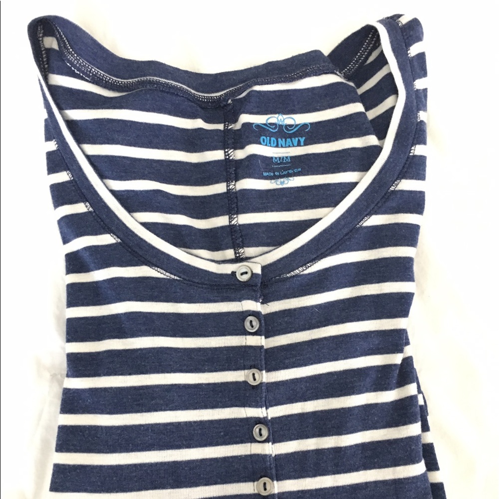 Navy And White Stripe Long Sleeve Shirt