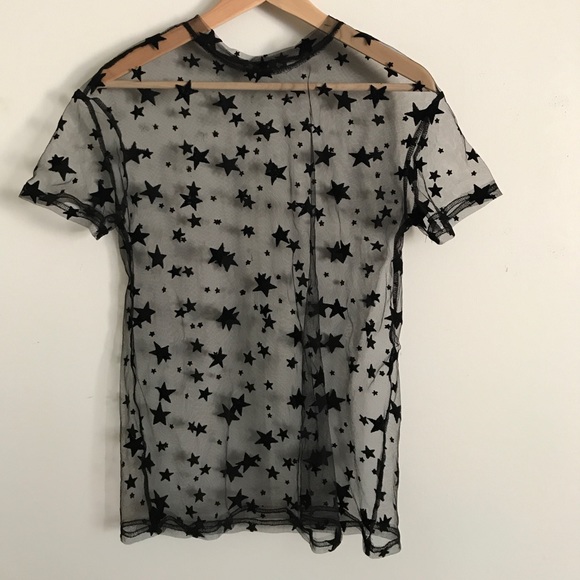 Black stars mesh sheer long tunic swim cover up - Picture 6 of 7