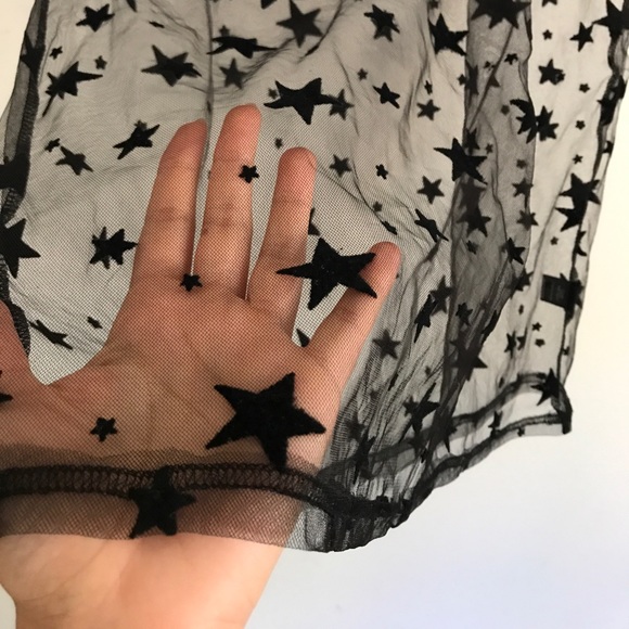 Black stars mesh sheer long tunic swim cover up - Picture 7 of 7