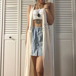 long boho sleeveless sweater