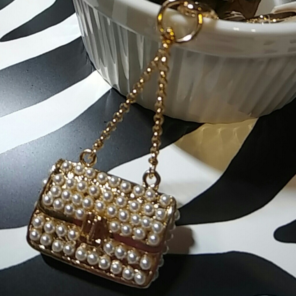 Faux Pearl purse key ring key fob