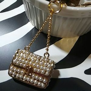 Faux Pearl purse key ring key fob