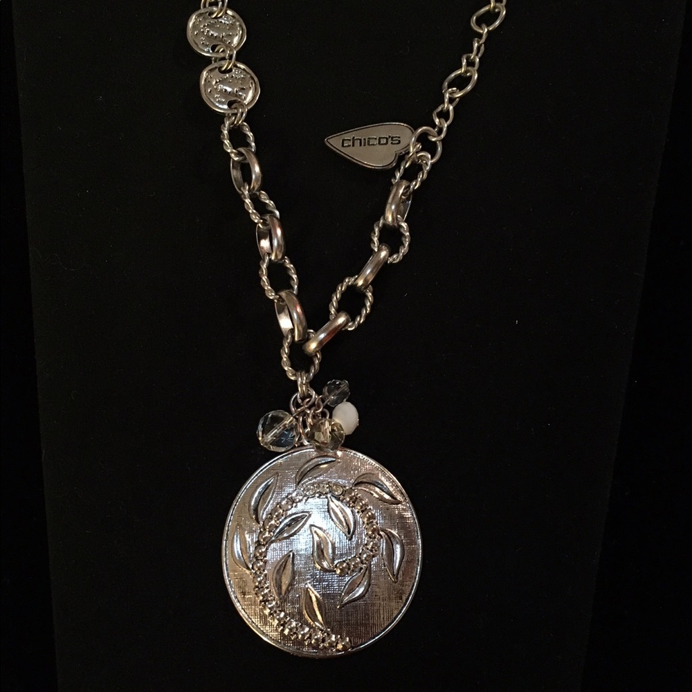 Chico's Silver Chain Medallion Necklace