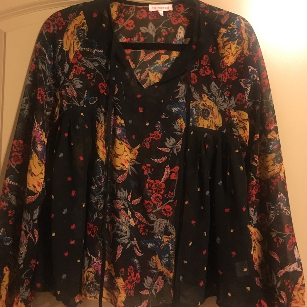 Black multi floral blouse