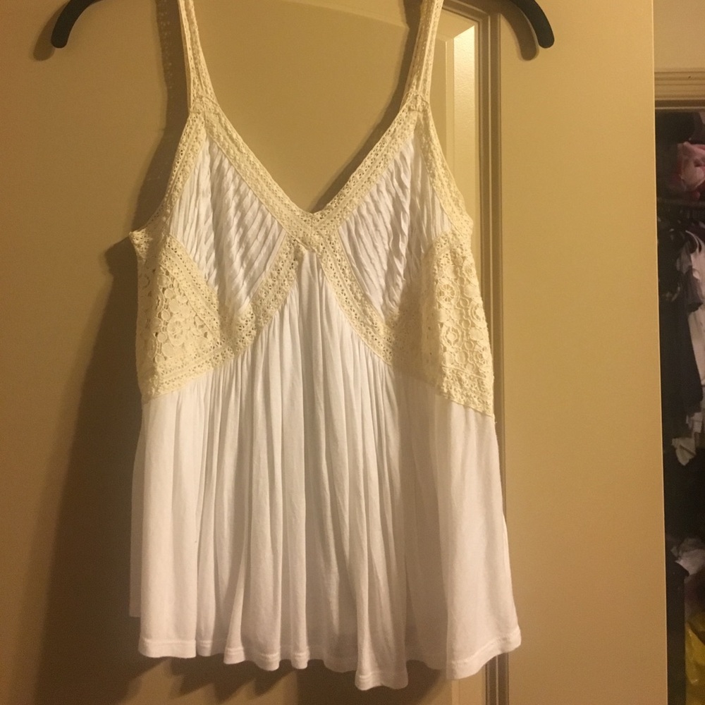 Cream/white Tank with Button detail back