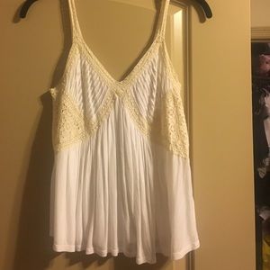 Cream/white Tank with Button detail back