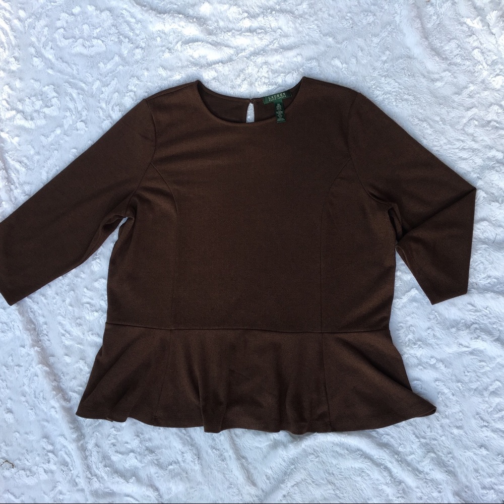 RALPH LAUREN • Peplum Top in Herringbone - Picture 3 of 8