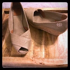 Tory Burch Canvas Espadrille Wedges
