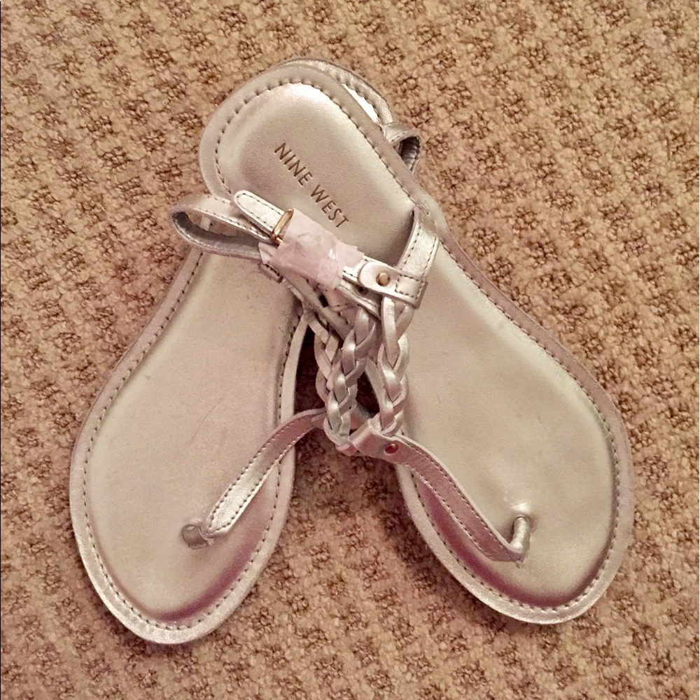 Silver braided Nine West sandals