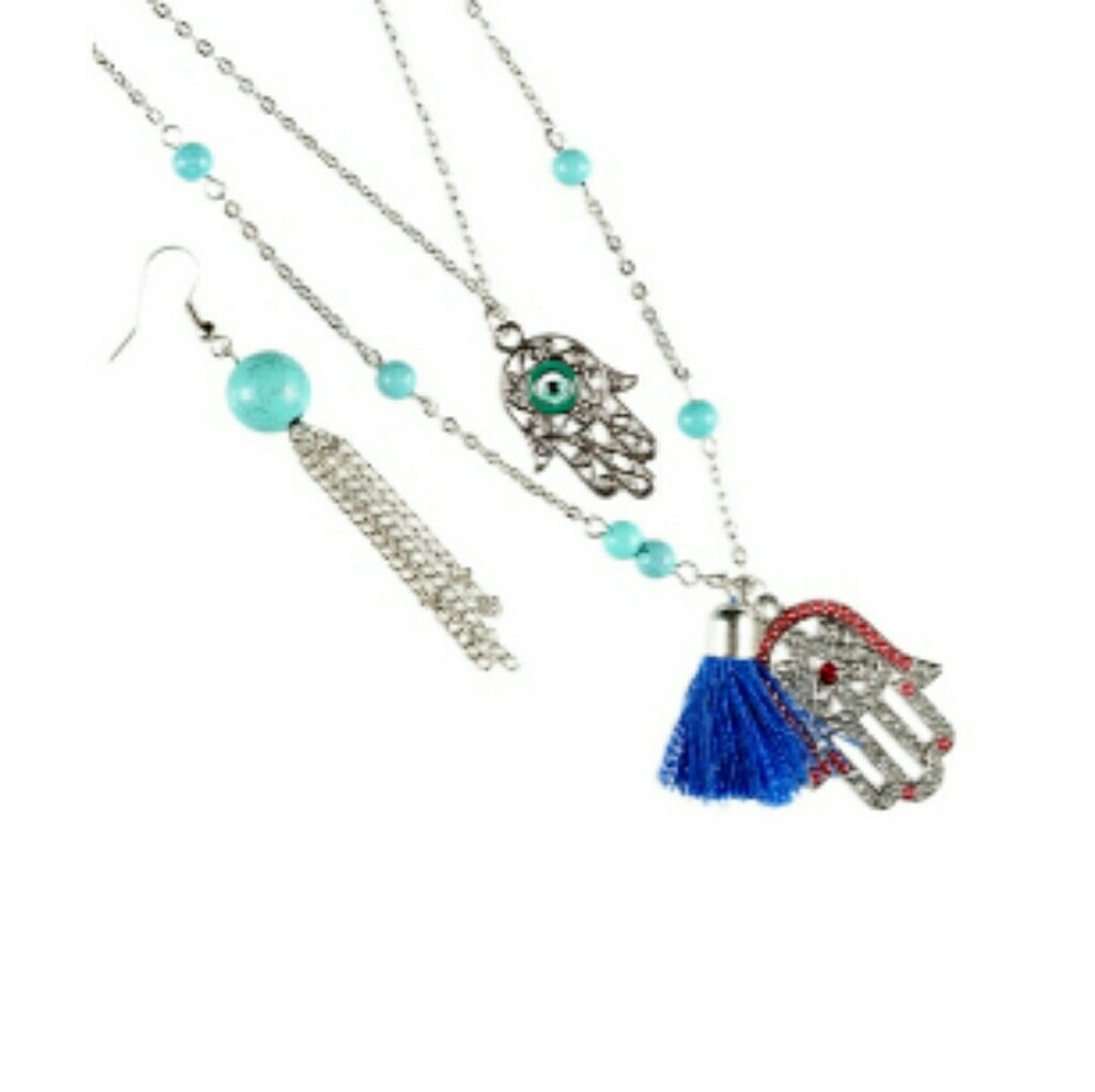 👁Hamsa Necklace & Earrings👁