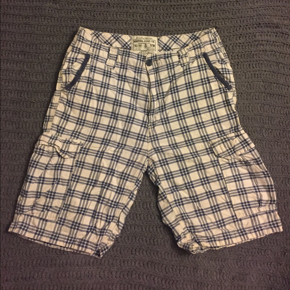 Nautical Jeans Co Blue & White Plaid Shorts